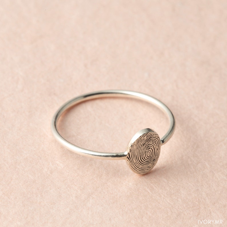 Dainty Fingerprint Ring Actual Fingerprint Ring Memorial Fingerprint Jewelry in Sterling Silver Meaningful Gift for Mom and Sister image 6