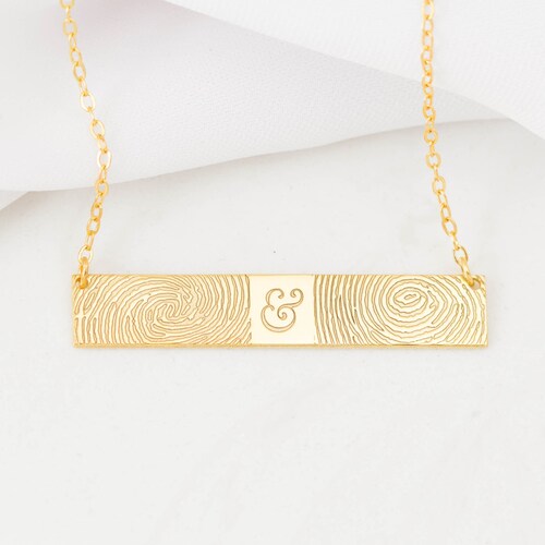 FingerPrint Bar Necklace - Custom FingerPrint Jewelry - Memorial FingerPrint - Wedding Gift - Couple Gift - Memorial Fingerprint Jewelry