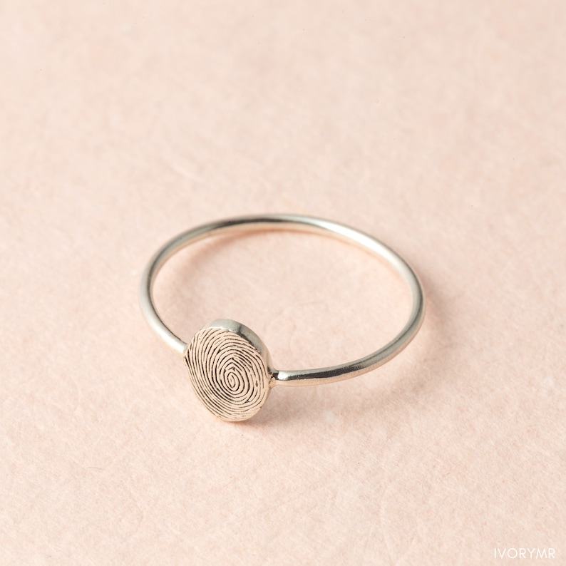 Dainty Fingerprint Ring Actual Fingerprint Ring Memorial Fingerprint Jewelry in Sterling Silver Meaningful Gift for Mom and Sister image 2
