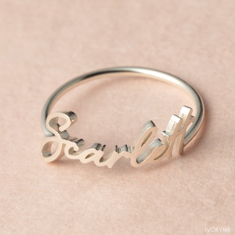 Dainty Name Ring Custom Name Ring Stackable Name Ring Personalized Name Jewelry in Sterling Silver Bridesmaids Gift Gift For Her image 5
