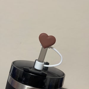 Chocolate Brown Heart Straw topper PVC Straw Covers Buddies Straw Charms Tumbler Accessory Starbucks Stanley