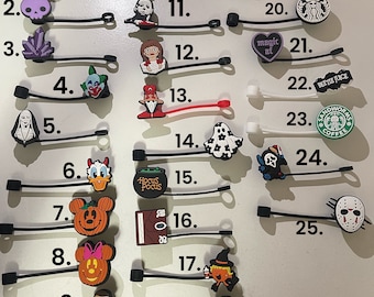 Halloween Spooky Pumpkin Ghost Straw topper PVC Straw Covers Buddies Straw Charms Tumbler Accessory Starbucks Stanley