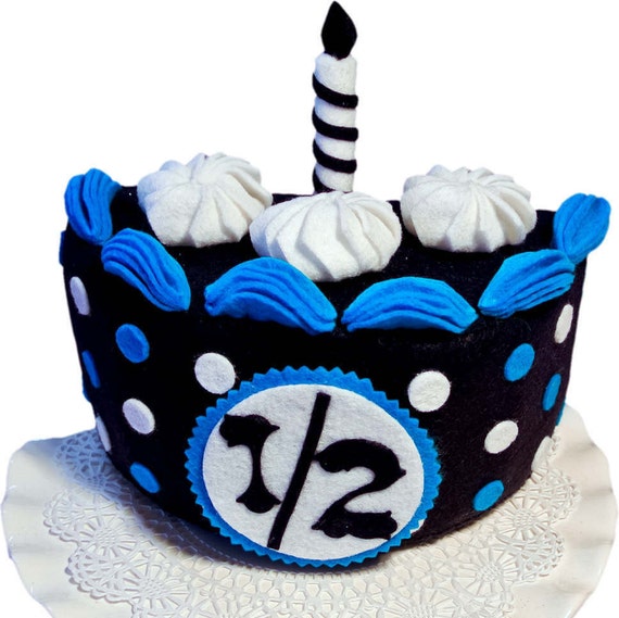 Half Birthday Cake Navy Turquoise Felt Cakebirthday Photo Etsy