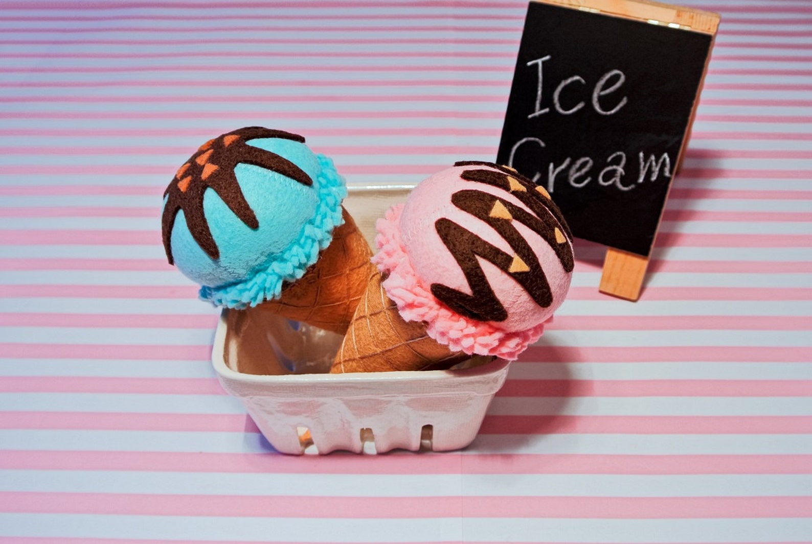 Felt Ice Cream Set F includes 2 cones & 2 scoops of ice Etsy