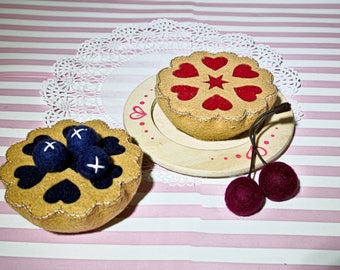 Felt pie set blueberry pie & cherry pie-set of 2. Felt tart, felt pie, Felt Food, Felt cakes, toy tea ser, Felt Toy, Gift for Kids