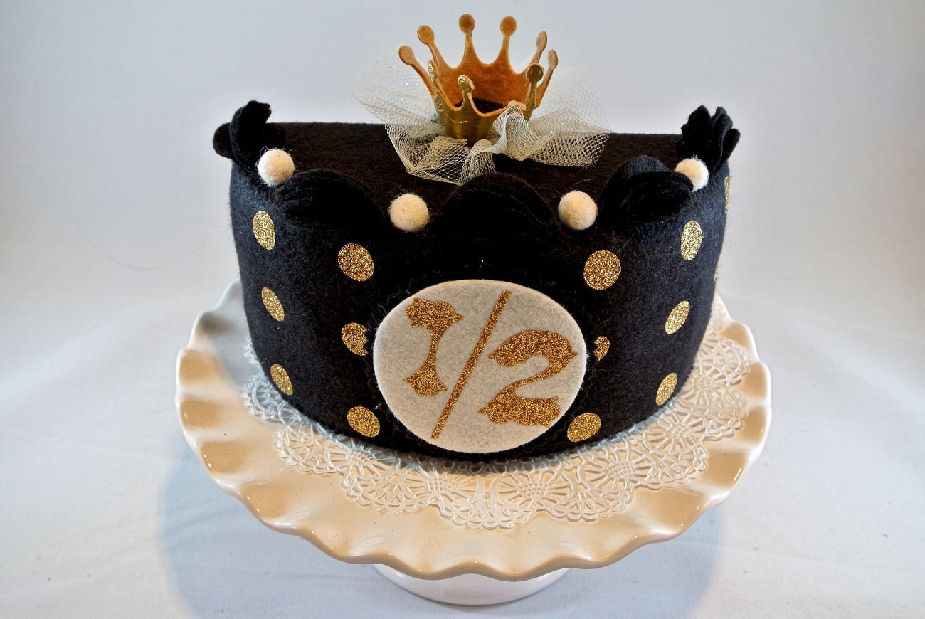 Half Birthday Cake Set Black Gold Felt Cake Half Birthday Etsy Half Birthday Cake Set Black Gold Felt Cake Half Birthday Etsy