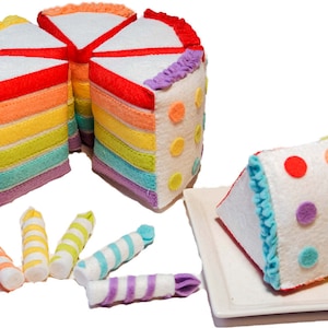 Handmade Felt Cake Set rainbow. Felt Food, Felt Cake, Party Decor, Dummy Cake, Fake cake,Felt cake set, faux cake, Rainbow party, Felt food