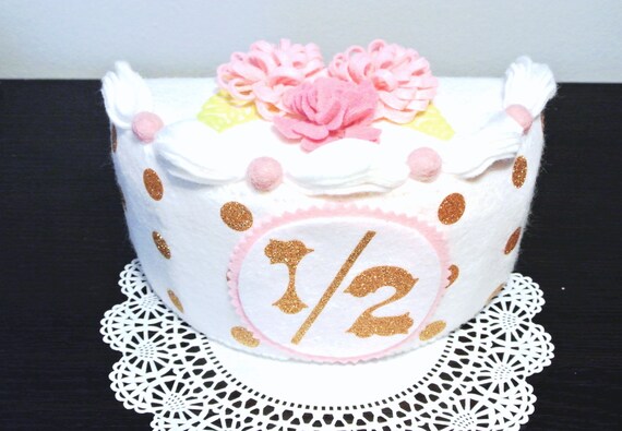 Half Birthday Cake White Gold Felt Cake Baby Photo Prop Etsy Half Birthday Cake White Gold Felt Cake Baby Photo Prop Etsy