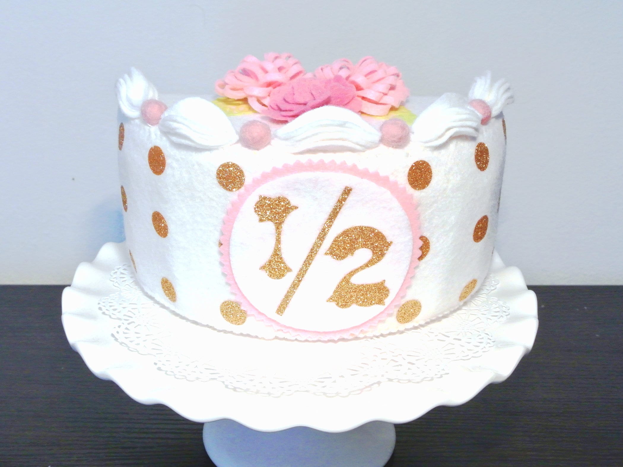 Half Birthday Cake White Gold Felt Cake Baby Photo Prop Etsy Half Birthday Cake White Gold Felt Cake Baby Photo Prop Etsy