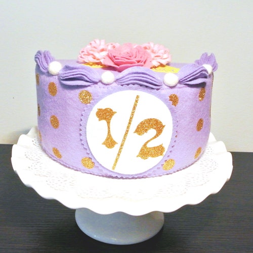 New Half Birthday Cake Lavender Gold Felt Cake Baby Photo Prop Birthday Cake Girls 1 2 Birthday 6 Months Birthday Baby Girl Gift Dral Regionlima Gob Pe
