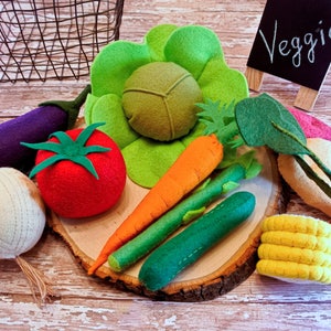 Felt Vegetable Set D. Felt Food, Felt Vegetable, Felt Toys, Toy Food, Learning Toy, Educational Toy,Play food, Montessori Toys, Pretend food