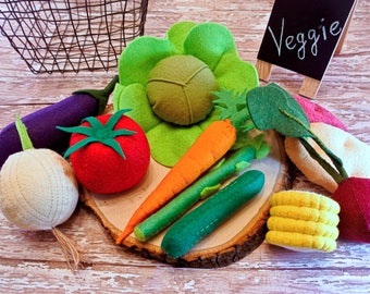 Felt Vegetable Set D. Felt Food, Felt Vegetable, Felt Toys, Toy Food, Learning Toy, Educational Toy,Play food, Montessori Toys, Pretend food