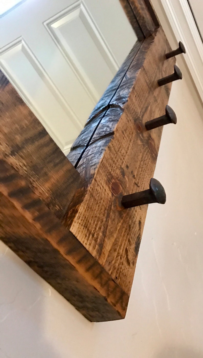 Large Entryway Barnwood Mirror/Coat Rack Etsy