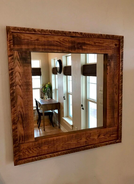 Beautiful Large Square Barnwood Mirror