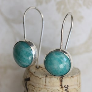 Amazonite Sterling Silver Earrings, Blue Gemstone Earrings, Gemstone Earrings, Sterling Silver Earrings, Everday Earrings, Dangle Earrings image 1