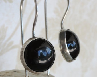 Black Onyx Sterling Silver Earrings, Black and Silver Earrings, Everyday Earrings, Silver Dangle Earrings, Drop Earrings