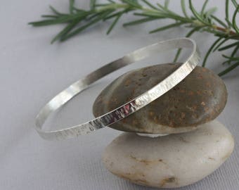 Sterling Silver Bangle Bracelet, Sterling Silver Bangle, Hammered Sterling Silver Bracelet, Simple Silver Stacking Bracelet