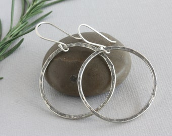 Sterling Silver Hoop Earrings-Handmade Sterling Silver Hoop Earrings-Everyday Silver Hoop Earrings-Simple Hoop Earrings-Sterling Silver