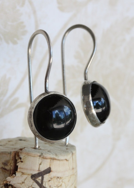 Handmade Black Onyx Sterling Silver Dangle Earrings: Modern Classic Style