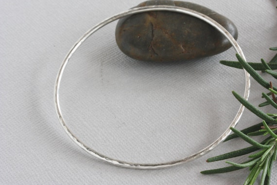 Handmade Sterling Silver Textured Stacking Bangle Bracelet