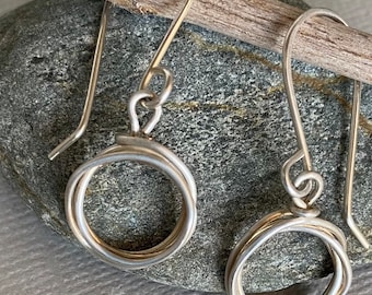 Sterling Silver Hoop Earrings-Handmade Sterling Silver Hoop Earrings-Everyday Silver Hoop Earrings-Simple Hoop Earrings-Sterling Silver