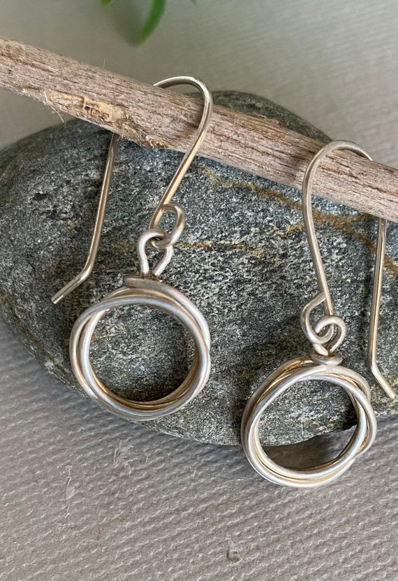 Handmade Sterling Silver Hoop Earrings, Lightweight Dangle Jewelry