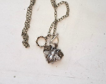 Queen Bee Necklace In Mixed Metals- Vintage Inspired Jewelry, Delicate Necklace, Handcrafted Queen Bee Necklace - Unique Gift for Her, OOAK