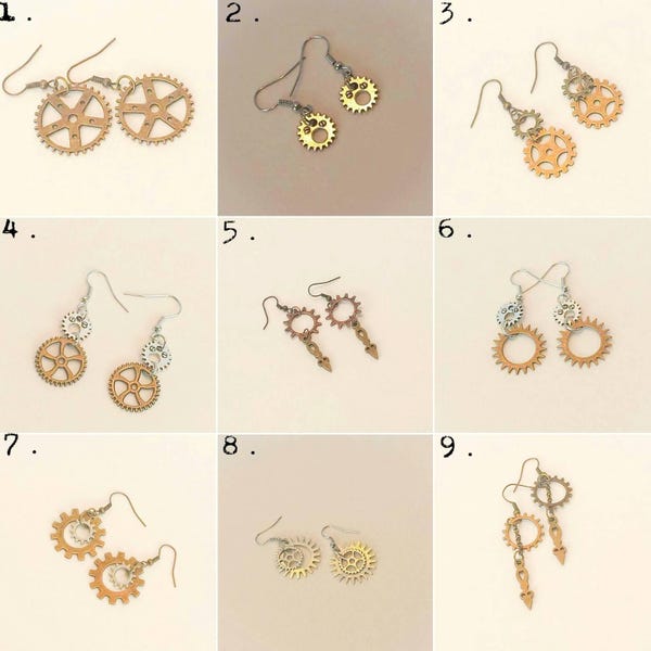 Steampunk Earrings dangle earrings French hook industrial jewelry gear earrings luxe hardware burning man festival jewelry handmade gifts