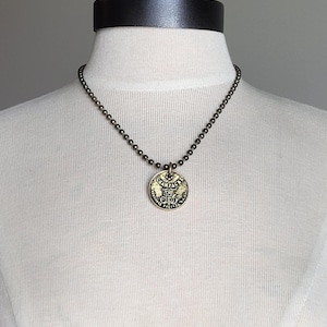 Burnished Gold French Coin Necklace - Champagne Medallion Choker
