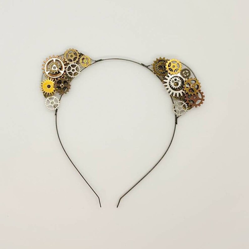 Steampunk Headband Steampunk Cat Ears Headband With Gears Cat Etsy
