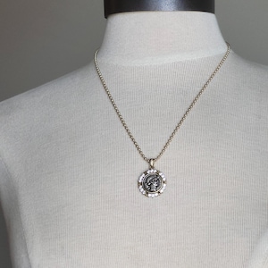Antique Greek Drachma Coin Replica on 18&quot; Gold Ball Chain - Mixed Metal Coin Necklace