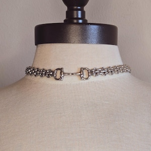 Chunky Unisex Snaffle Bit Necklace - Antique Silver Finish, Equestrian Choker