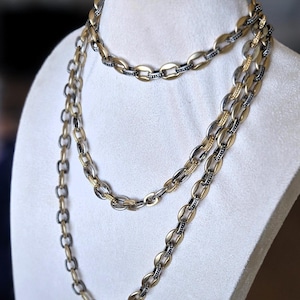 Chunky Mixed Metal Chain Necklace- Customized Jewelry - Layering Necklace, Two Tone Choker Statement Necklace
