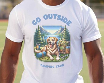 Camping Dog T-shirt Unisex Heavy Cotton Tee Dog Lover Tee
