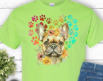 Camiseta para perros Frenchie, Camiseta unisex de algodón pesado para amantes de los perros