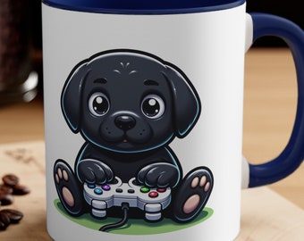Labrador Retriever Playing Video Games Hot Chocolate Mug Coffee Cup for Dog Lover Accent Coffee Mug, 11oz Gift for Dad
