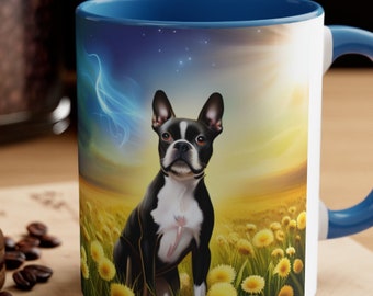 Boston Terrier Hot Chocolate Mug Coffee Cup for Dog Lover Accent Coffee Mug, 11oz Gift for Mom