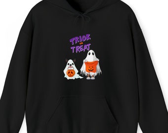 Trick or Treat Ghost Dog Unisex Heavy Blend Hooded Sweatshirt