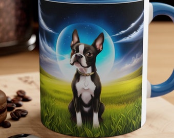 Boston Terrier Hot Chocolate Mug Coffee Cup for Dog Lover Accent Coffee Mug, 11oz Gift for Mom