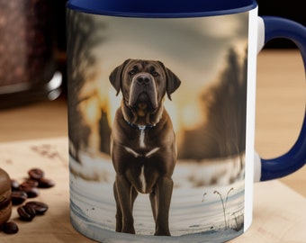 Mastiff Hot Chocolate Mug Coffee Cup for Dog Lover Accent Coffee Mug, 11oz Gift for Mom