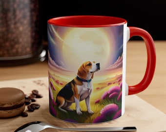 Beagle Hot Chocolate Mug Coffee Cup for Dog Lover Accent Coffee Mug, 11oz Gift for Mom