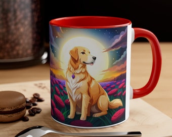 Golden Retriever Hot Chocolate Mug Coffee Cup for Dog Lover Accent Coffee Mug, 11oz Gift for Mom