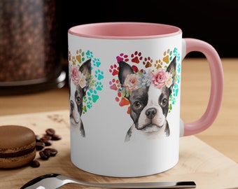 Frenchie Dog Mug, Coffee Cup, Hot Chocolate Mug, Gift for Pet Lover Accent Coffee Mug, 11oz, 5 Colors to Choose From