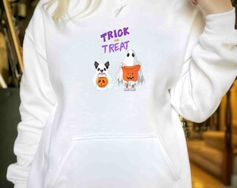 Trick or Treat Ghost Dog Unisex Heavy Blend Hooded Sweatshirt