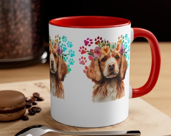 Spaniel Ceramic Cup, Hot Chocolate Mug, Pet Lover Gift, Ceramic Coffee Cup Dog Mug Accent Coffee Mug, 11oz