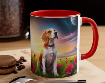 Beagle Hot Chocolate Mug Coffee Cup for Dog Lover Accent Coffee Mug, 11oz Gift for Mom