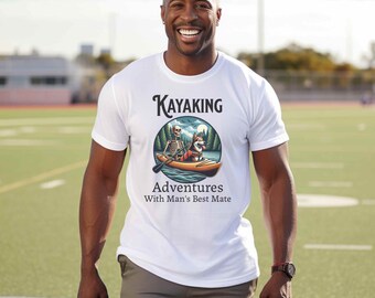 Kayaking Camping Dog T-shirt Unisex Heavy Cotton Tee Dog Lover Tee