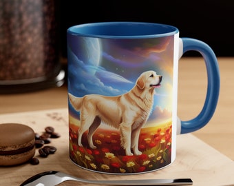 Golden Retriever Hot Chocolate Mug Coffee Cup for Dog Lover Accent Coffee Mug, 11oz Gift for Mom