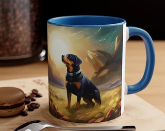 Rottweiler Hot Chocolate Mug Coffee Cup for Dog Lover Accent Coffee Mug, 11oz Gift for Mom