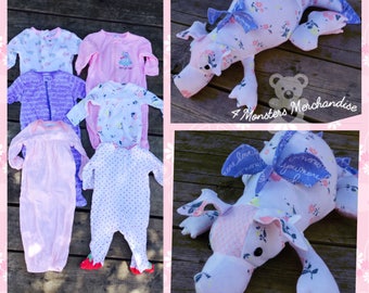 Memory bear/Dragon, keepsake bear, handmade bear, bear from baby clothes, personalized keepsake, personalized bear